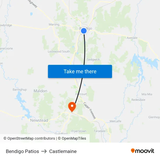 Bendigo Patios to Castlemaine map
