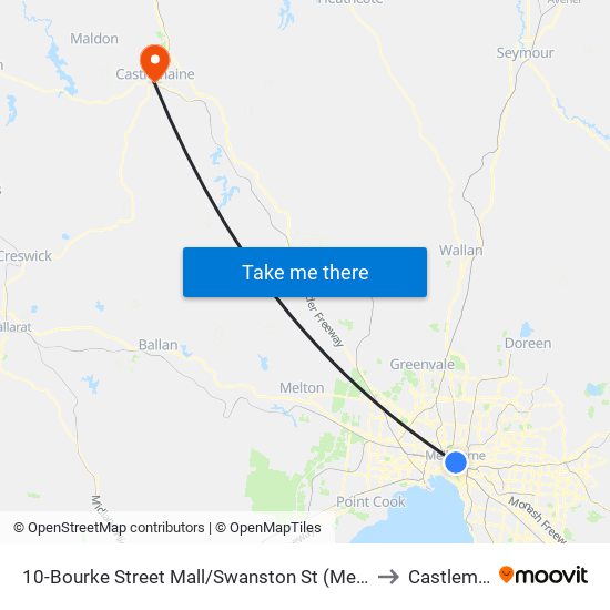 10-Bourke Street Mall/Swanston St (Melbourne City) to Castlemaine map