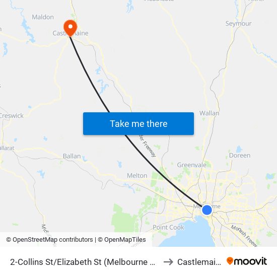 2-Collins St/Elizabeth St (Melbourne City) to Castlemaine map