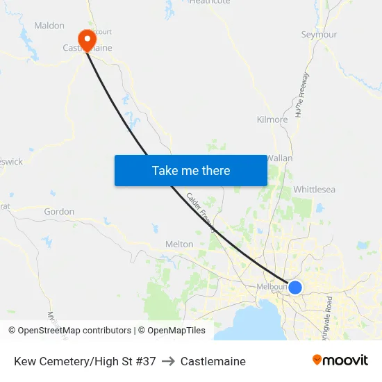 Kew Cemetery/High St #37 to Castlemaine map