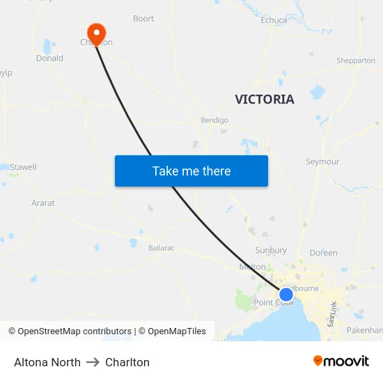 Altona North to Charlton map