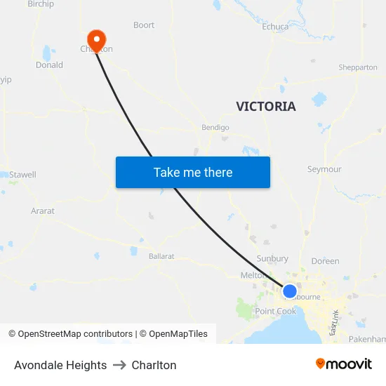 Avondale Heights to Charlton map