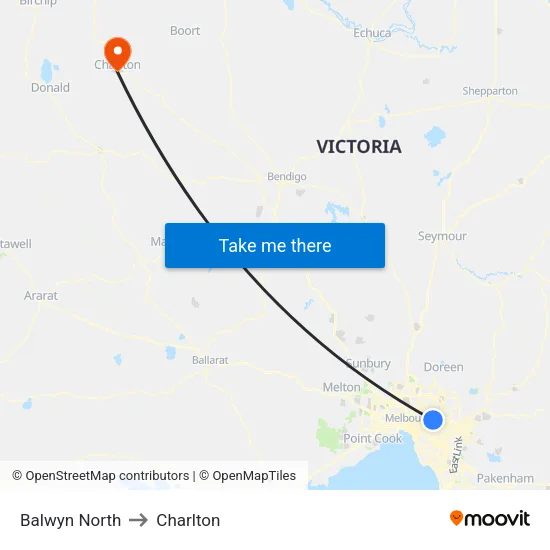 Balwyn North to Charlton map
