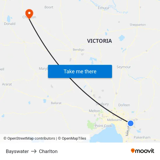 Bayswater to Charlton map