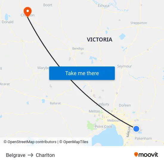 Belgrave to Charlton map