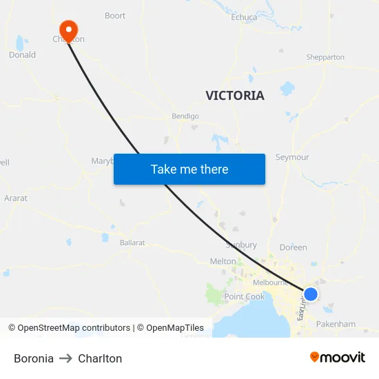 Boronia to Charlton map