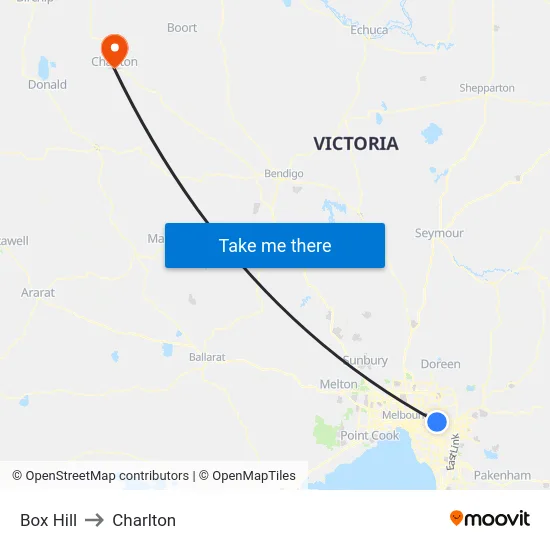 Box Hill to Charlton map
