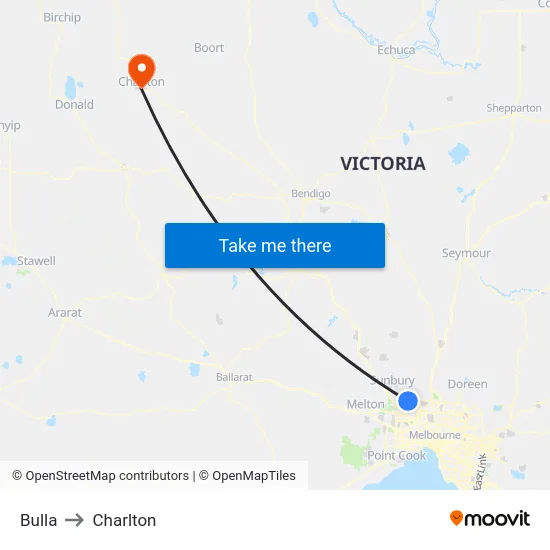 Bulla to Charlton map