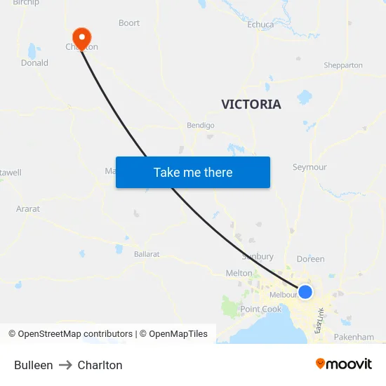 Bulleen to Charlton map