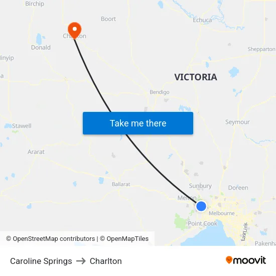 Caroline Springs to Charlton map
