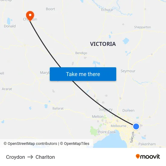 Croydon to Charlton map