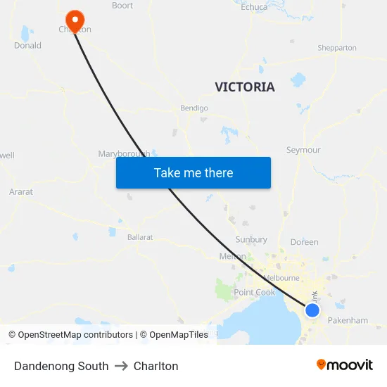 Dandenong South to Charlton map