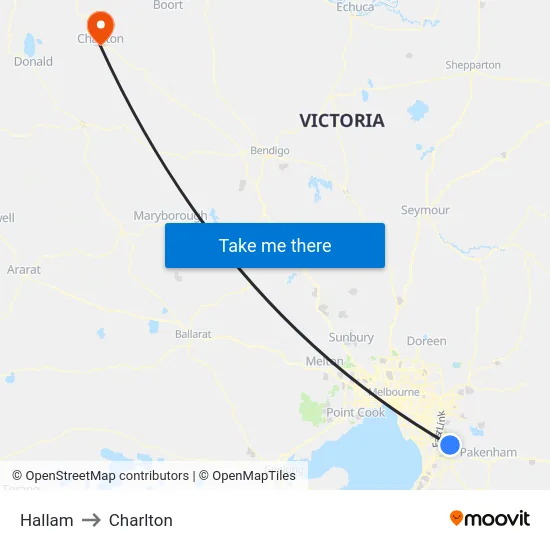 Hallam to Charlton map