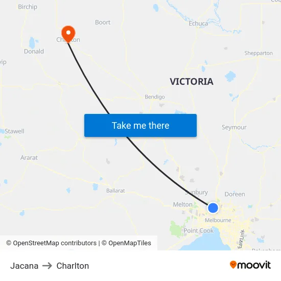 Jacana to Charlton map