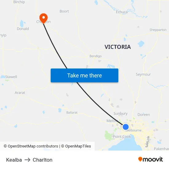 Kealba to Charlton map
