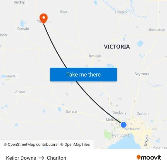 Keilor Downs to Charlton map