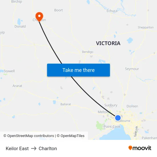 Keilor East to Charlton map