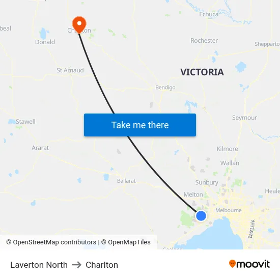 Laverton North to Charlton map