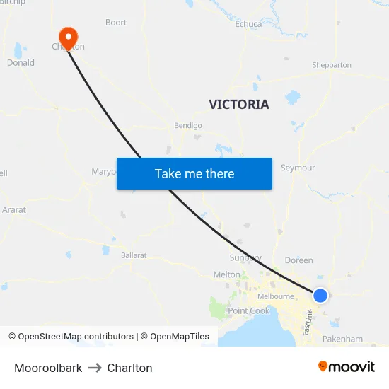 Mooroolbark to Charlton map