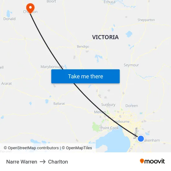 Narre Warren to Charlton map
