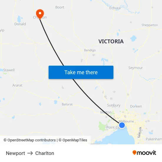 Newport to Charlton map