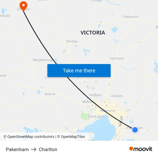 Pakenham to Charlton map