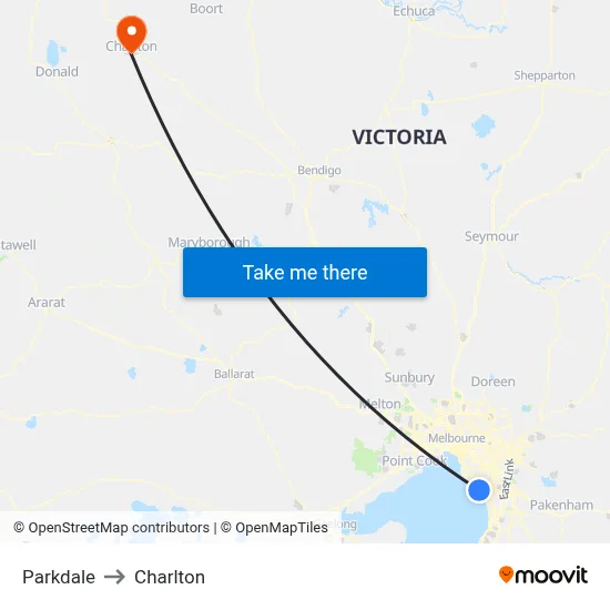 Parkdale to Charlton map