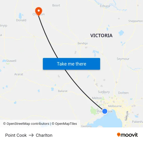 Point Cook to Charlton map