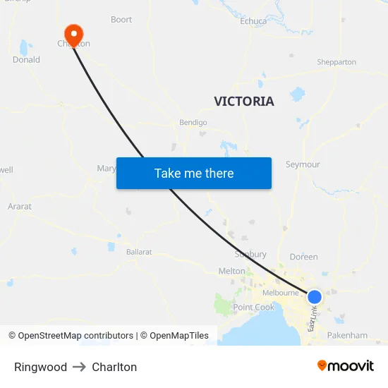Ringwood to Charlton map