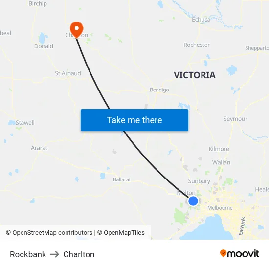 Rockbank to Charlton map