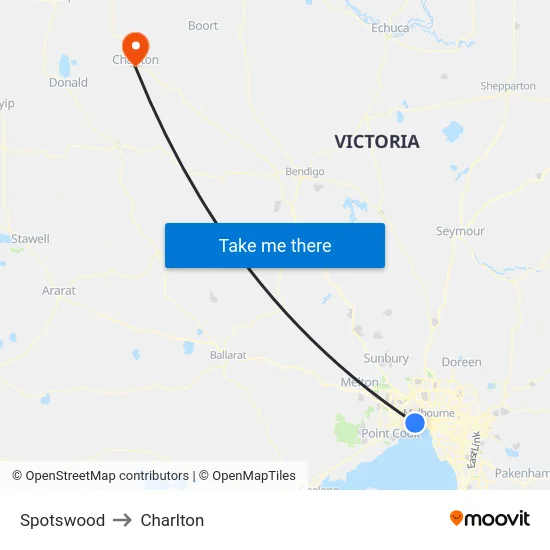 Spotswood to Charlton map