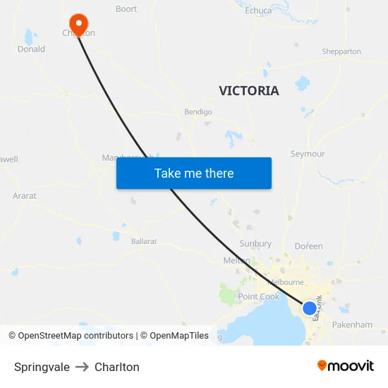 Springvale to Charlton map