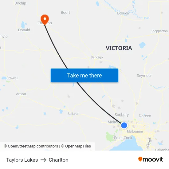 Taylors Lakes to Charlton map