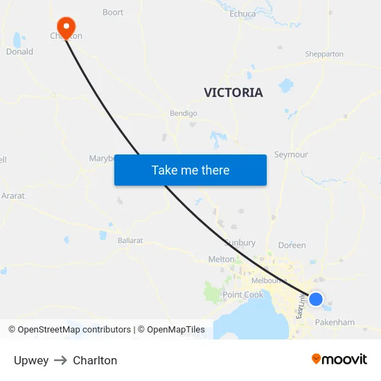 Upwey to Charlton map