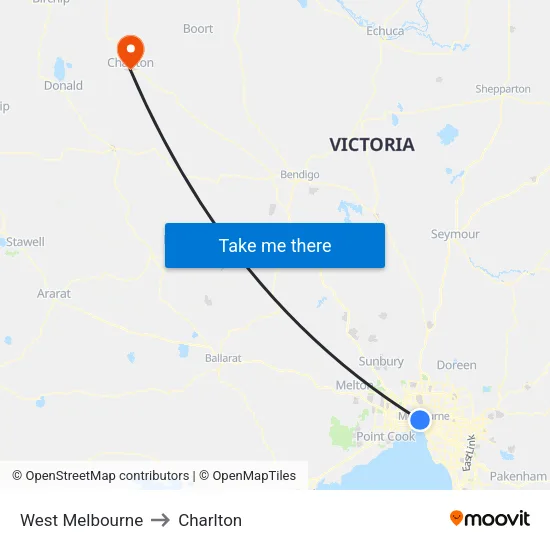 West Melbourne to Charlton map