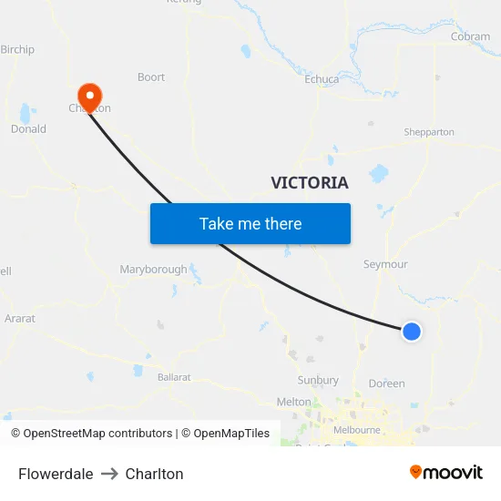 Flowerdale to Charlton map
