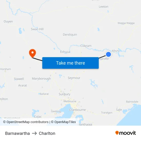 Barnawartha to Charlton map
