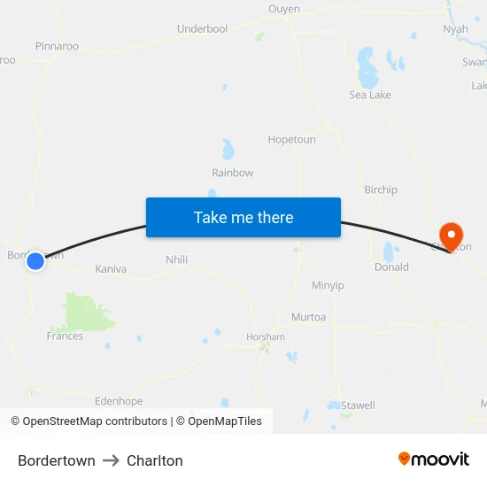 Bordertown to Charlton map