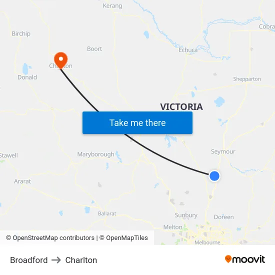 Broadford to Charlton map
