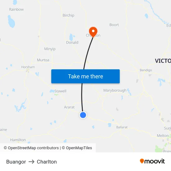 Buangor to Charlton map
