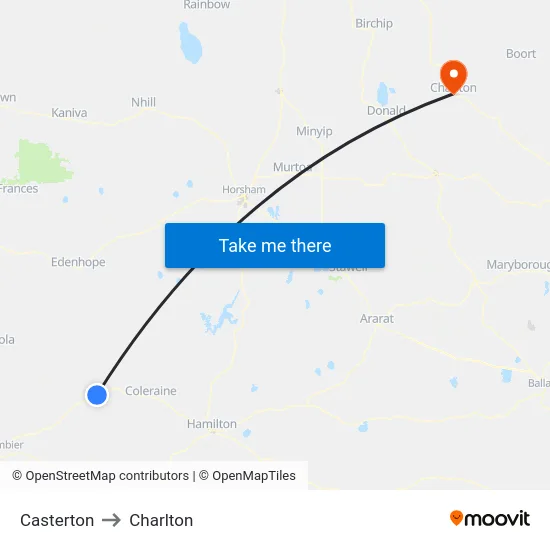 Casterton to Charlton map