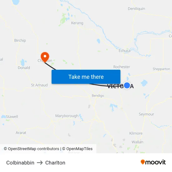 Colbinabbin to Charlton map