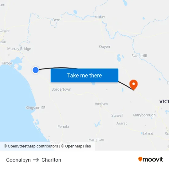 Coonalpyn to Charlton map