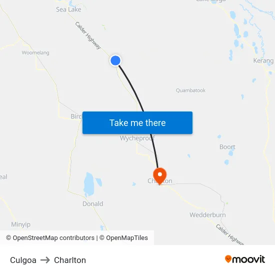 Culgoa to Charlton map