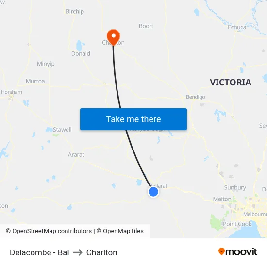Delacombe - Bal to Charlton map