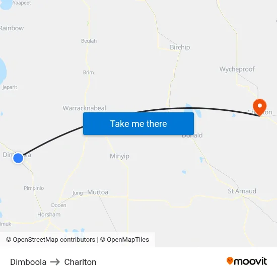 Dimboola to Charlton map