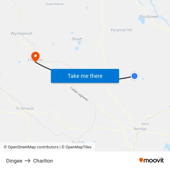 Dingee to Charlton map