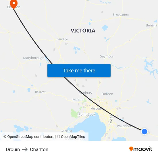 Drouin to Charlton map
