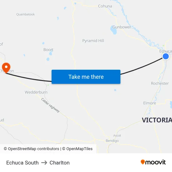 Echuca South to Charlton map