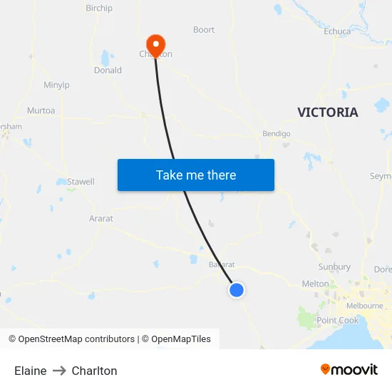 Elaine to Charlton map